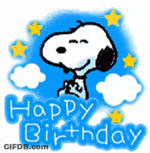 Cloudy Happy Star Birthday For Snoopy GIF