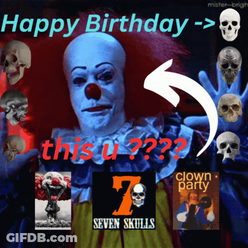 Clown And Skull Happy Birthday Poster GIF