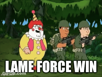 Clown And Soldiers Saying Lame Force Win GIF