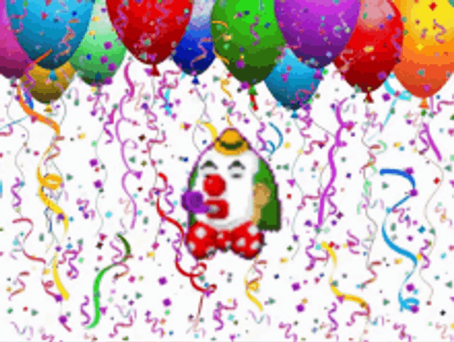 Clown Celebrate Happy Birthday Balloons GIF