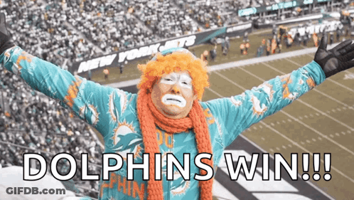 Clown Costume Man Saying Dolphins Win GIF