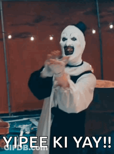 Clown Costume Saying Yipee Ki Yay GIF