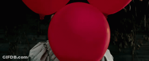 Clown Holding Red Balloon GIF