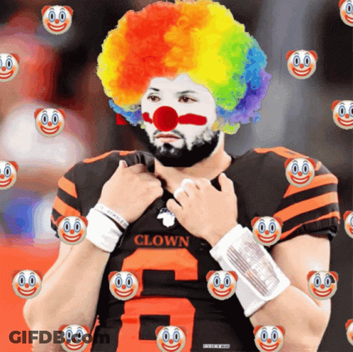 Clown In Browns Jersey GIF