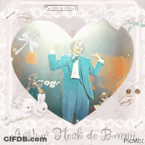 Clown In Heart Shaped Frame With Arthur Fleck De Bunny GIF