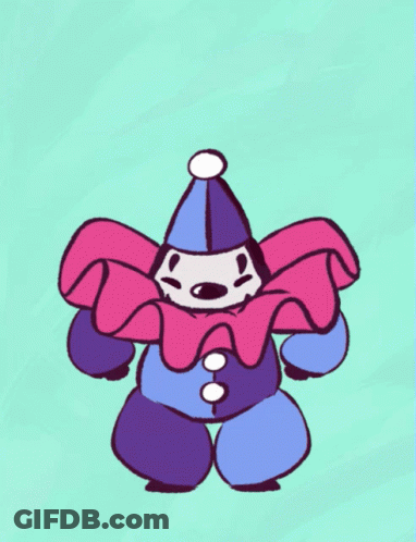 Clown In Pink And Blue Outfit GIF