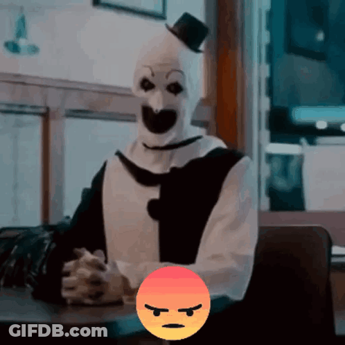 Clown In Top Hat Sitting Beside Angry Face GIF