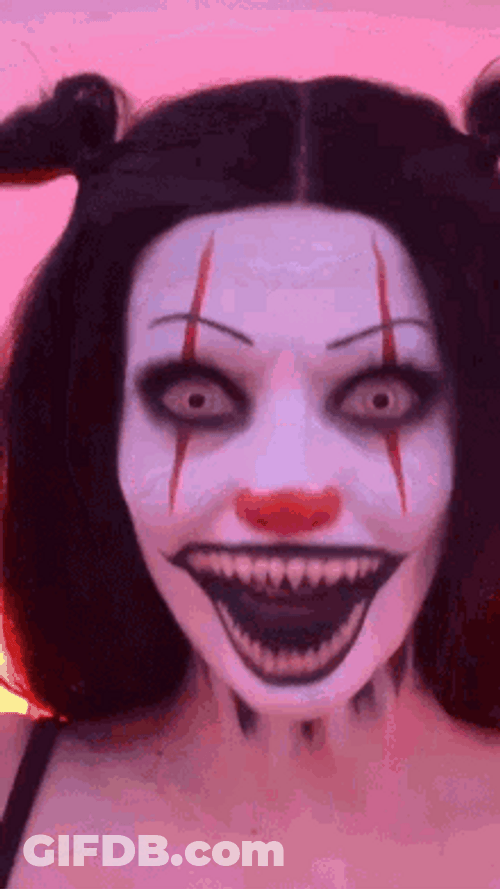 Clown Makeup Halloween Scary Girl Face GIF