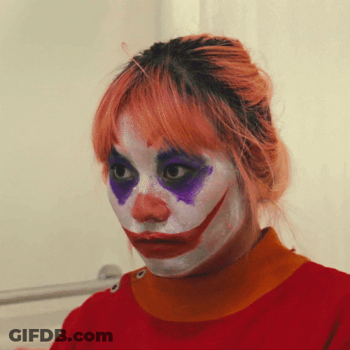 Clown Makeup Nose Wig Woman Transform GIF