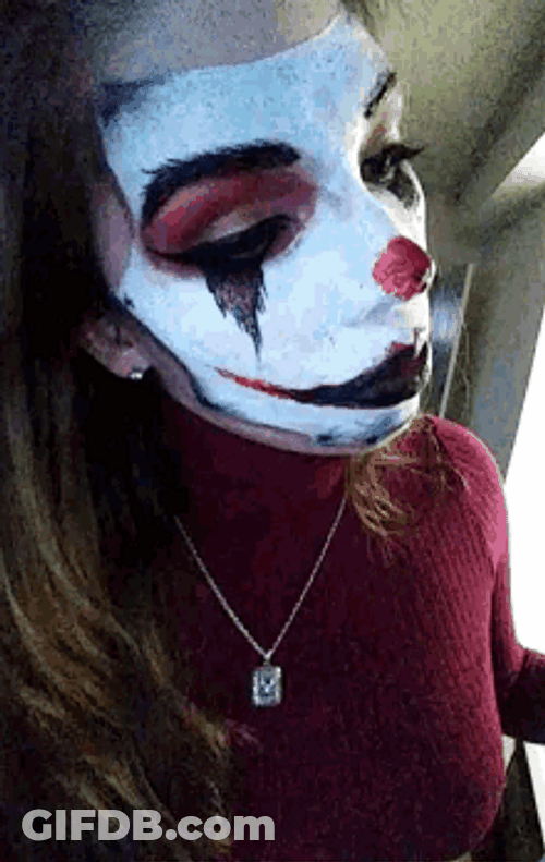 Clown Makeup Transform Girl Face Head Shake GIF