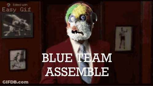 Clown Mask Man Says Blue Team Assemble GIF