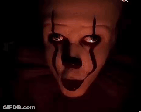 Clown's Face Close-Up With Blood GIF