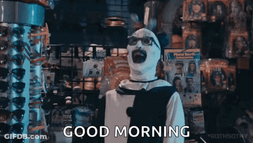 Clown Saying Good Morning In Store GIF