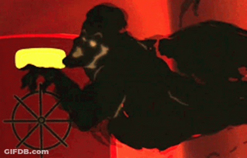 Clown Shadow On Red And Yellow Wall GIF