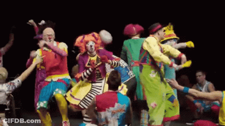 Clown Show Group Dance GIF