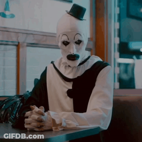 Clown Sitting With Folded Hands GIF