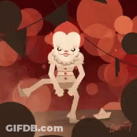 Clown Standing In Front Of Balloons GIF