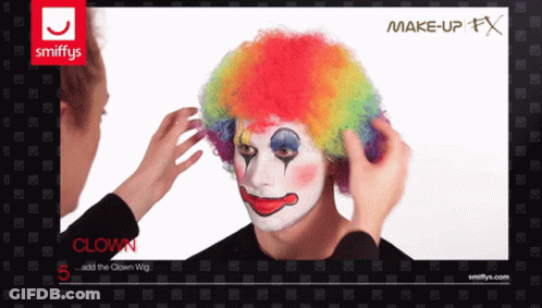 Clown Wig Added To Man's Head GIF