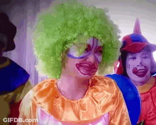 Clown With Green Wig And Glasses GIF