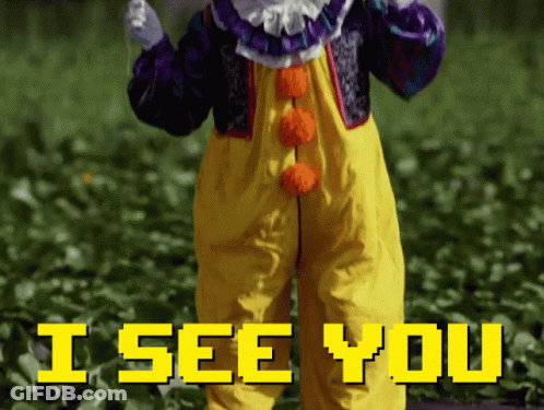 Clown With I See You Text GIF