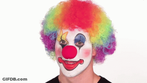 Clown With Rainbow Wig Holding Nose GIF