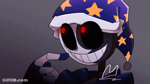 Clown With Red Eyes And Blue Star Hat GIF