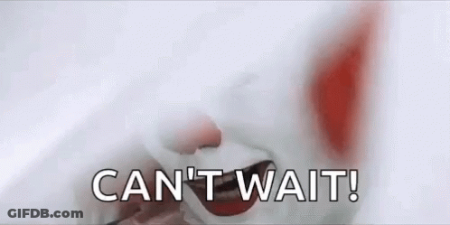 Clown With Red Hair And Red Nose Saying Can't Wait GIF