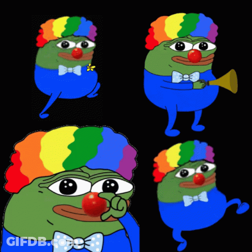 Clown With Red Nose And Rainbow Wig GIF
