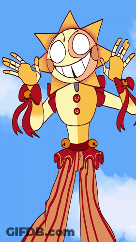 Clown With Sun On Head And Striped Pants GIF