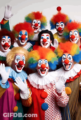Clowns Posing For Photo GIF