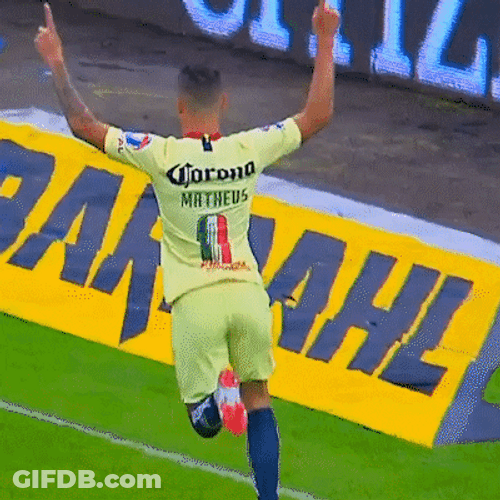 Club America Matheus Pointing Up Running GIF