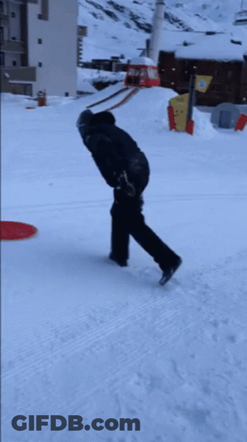 Clumsy Moment Of Slipping On Ice Path GIF