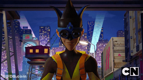 CN Character In Front Of City At Night GIF