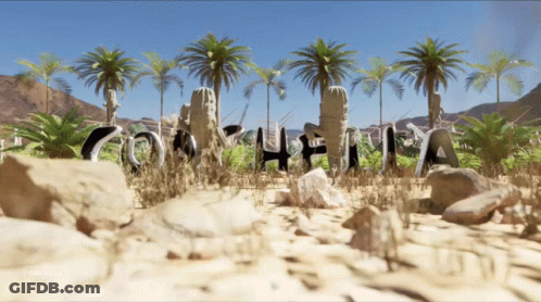 Coahuila Landscape With Palm Trees And Rocks GIF