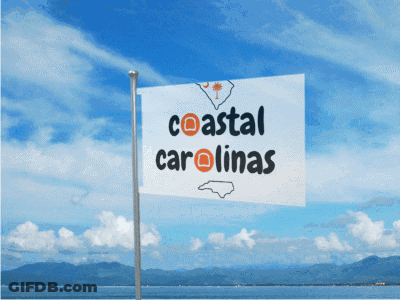 Coastal Carolina Flag Flying In Blue Sky GIF
