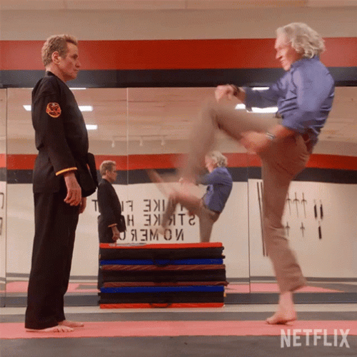 Cobra Kai Kreese Terry Kick GIF