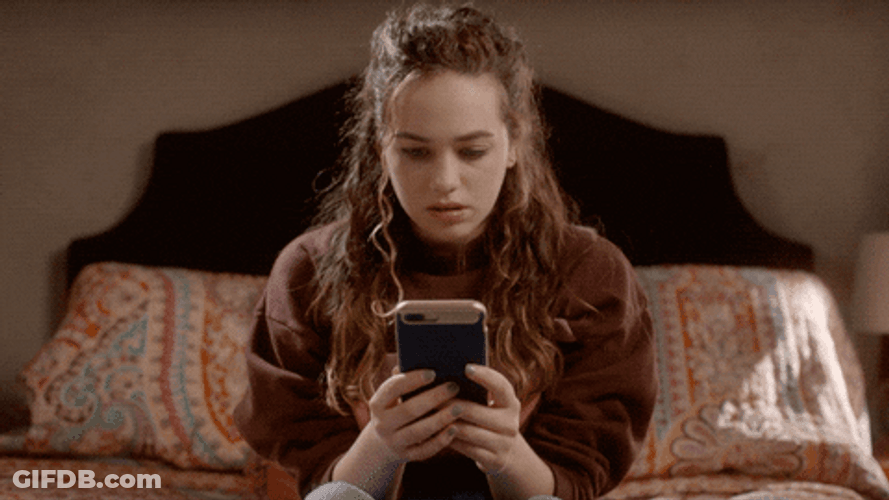 Cobra Kai Sam Text Shock GIF
