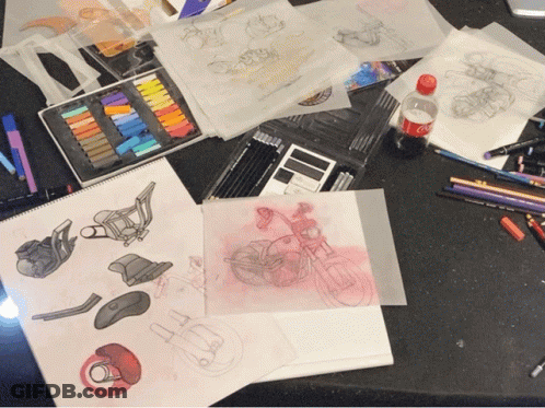 Coca Cola Bottle On Table With Drawings GIF
