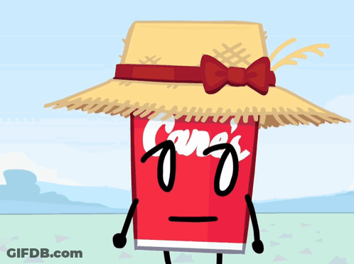 Coca Cola Can Wearing Straw Hat GIF