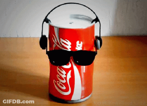 Coca Cola Can With Headphones And Sunglasses GIF