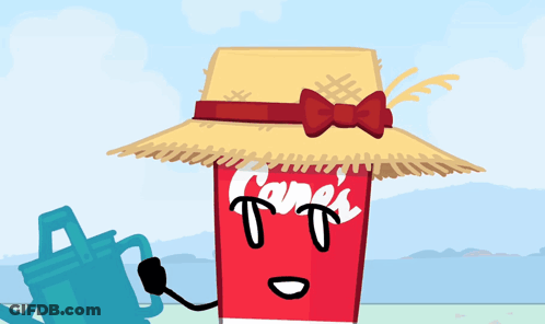 Coca-Cola Can With Straw Hat GIF