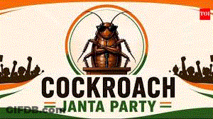 Cockroach On Podium Saying Cockroach Janta Party GIF