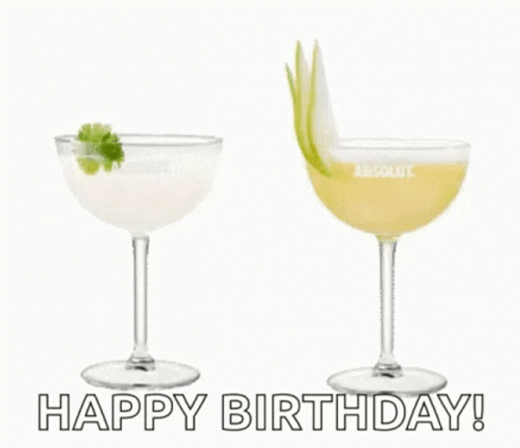Cocktail Glass Cheers Happy Birthday Champagne GIF