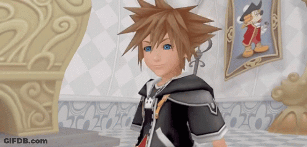 Cocky Sora Rubbing Face Kingdom Hearts GIF