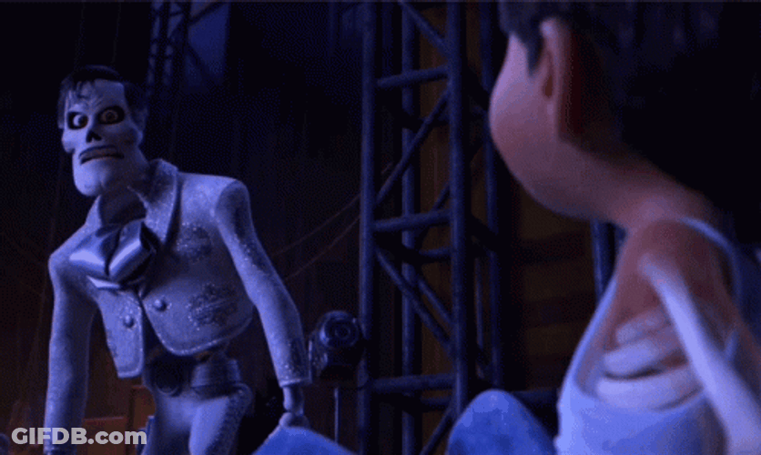 Coco Ernesto De La Cruz Scaring Miguel GIF