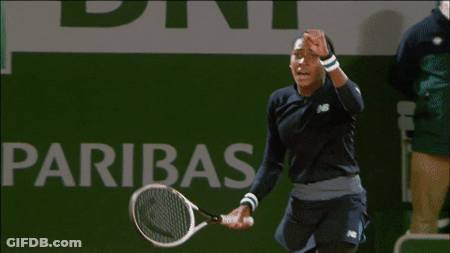Coco Gauff Fist Pump French Open GIF
