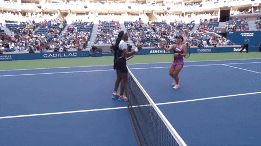 Coco Gauff Leolia Jeanjean US Open GIF