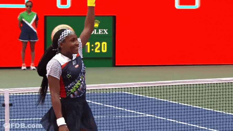 Coco Gauff Waving US Open 2022 GIF
