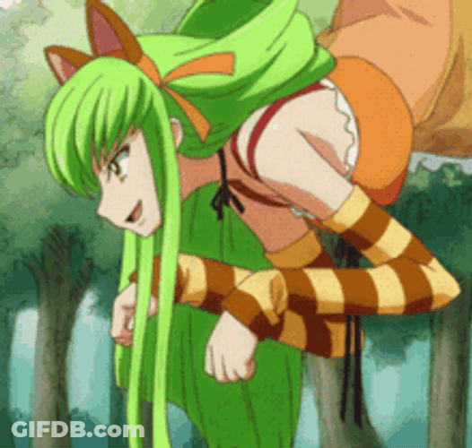 Code Geass Cute C.C. Hanging In The Tree GIF