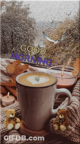 Coffee And Candles Saying Good Morning GIF